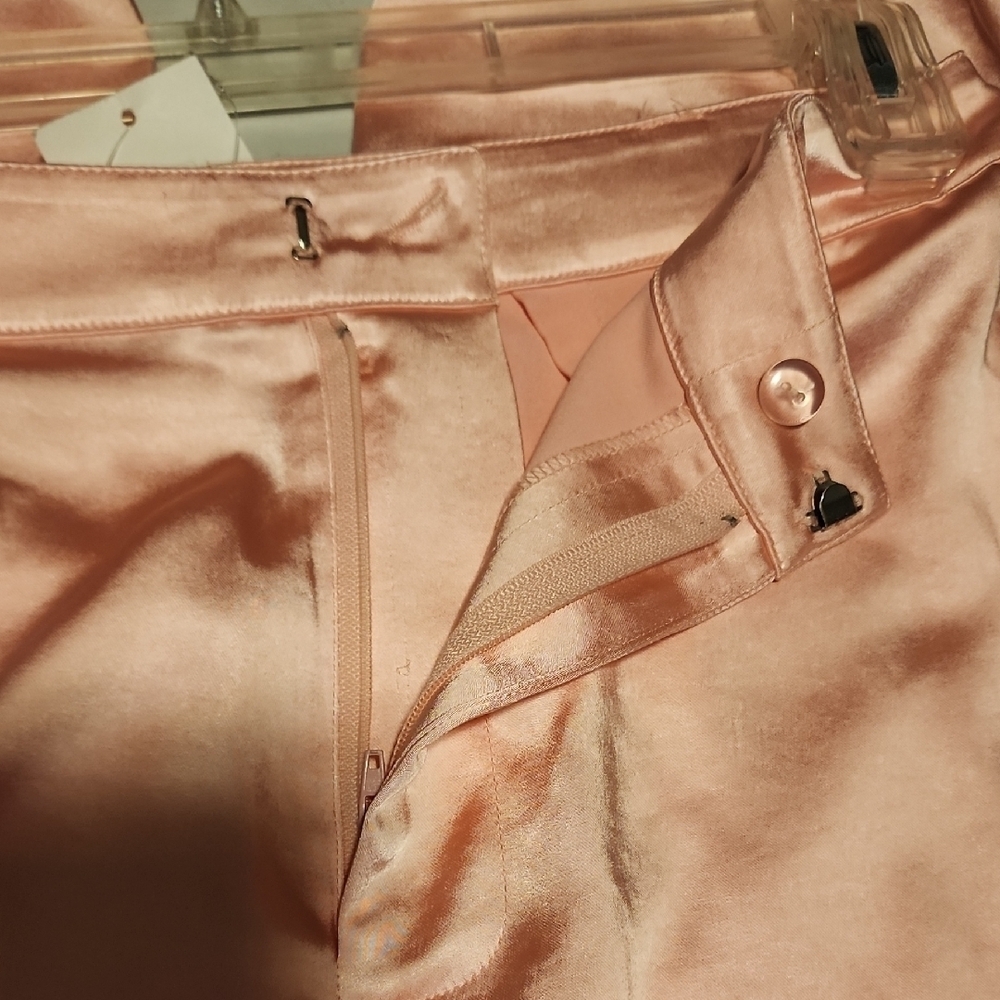 Good American NWT Women's Bubble Pink Satin Trousers In Size 4 - Picture 5 of 9